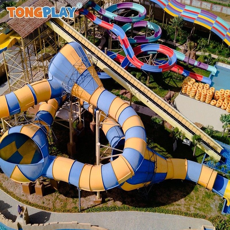 Dual Slide Raft Water Play Equipment Double Fiberglass Roller Coaster Slides for ...