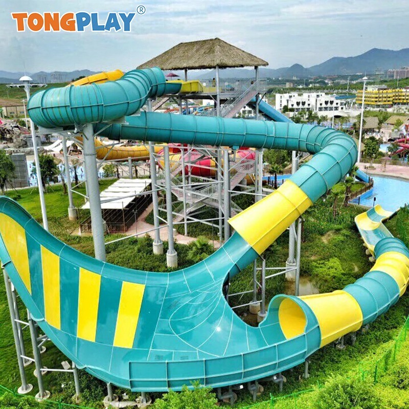 Water Slice Raft Colorful Family Raft Water Slide ODM Water Amusement Park Equipment Video