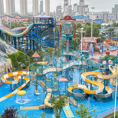 Customized Splash Pad Fiberglass Waterslides Playground Slide For Pool