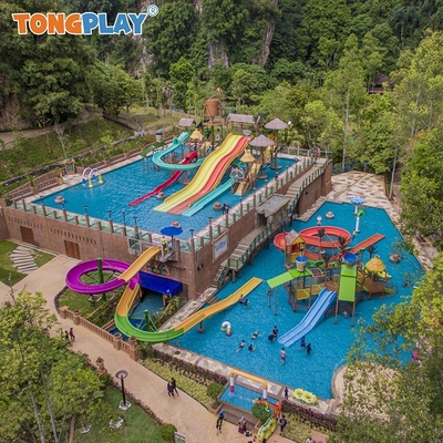 Customized Aqua Park Equipment Outdoor Fiberglass Waterslides For Kids