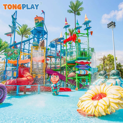 Villaggio acquatico in fibra di vetro giochi per bambini intrattenimento personalizzato attrezzature di divertimento parchi acquatici all'aperto parco giochi d'acqua