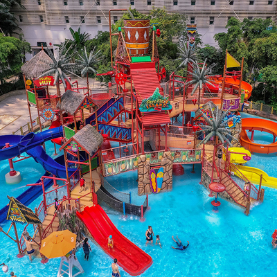 Rumah Air Besar Anak-anak Taman Air Taman Tema Serat Kaca Slide Air Permainan Air Menarik