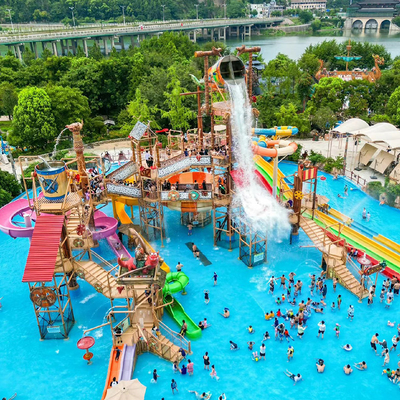 Customized Aquatic Playground Entertainment Splash Party Fiberglass Slide Water Theme Aqua House