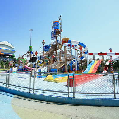 6 Lane Commercial Fiberglass Water Play Equipment Slide for Hill Plastic Water Slide for Water Theme Park