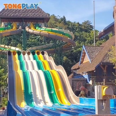 Customized Fiberglass Water Slides Outdoor Water Park Equipment Wavy Competition Slide Water Playground With Swimming Pool