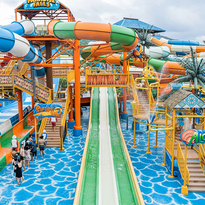 Water Game Equipment Curve Slide Set Adult Fiberglass Park Aqua Equipment for Swimming Pool