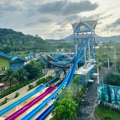 Water Splash Park Equipment Water Park Equipment Fiberglass Slide Outdoor Rainbow Competition Slide for Resort Hotel