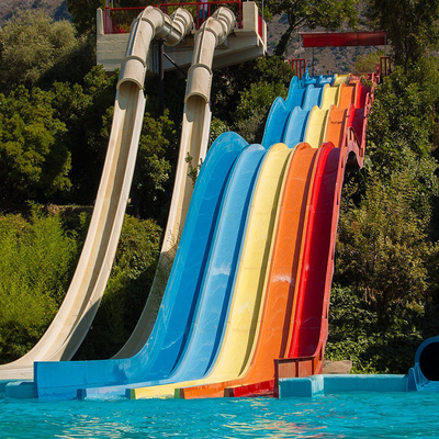 Water Playground Wave Shape Attractions Fiberglass Freefall Racing Rainbow Water Slide for Adult and Teenager