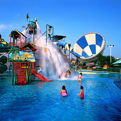 Large Water Play Equipment Huge Speaker Slide Game With Water House for Adult Fiberglass Water Slide Park