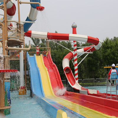 Customized Fiberglass Water Slide Colorful Playground Slide Into Pool For Exciting