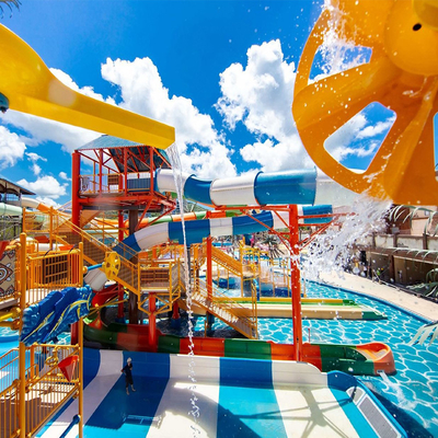 Water Game Equipment Curve Slide Set Adult Fiberglass Park Aqua Equipment for Swimming Pool