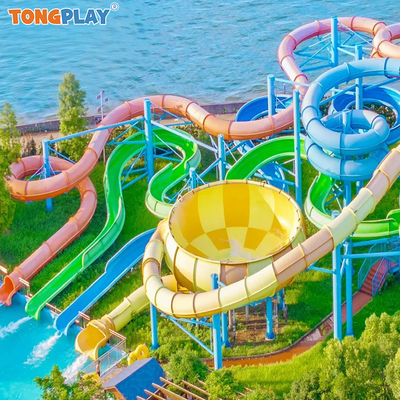 Commercial Use Fiberglass Water Park Slides with 500kg Max Capacity and 12-month Warranty in Customized Colors