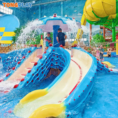 Small Octopus Slide Fiberglass Water Play Equipment with Spray Feature and Customized Color for Kids
