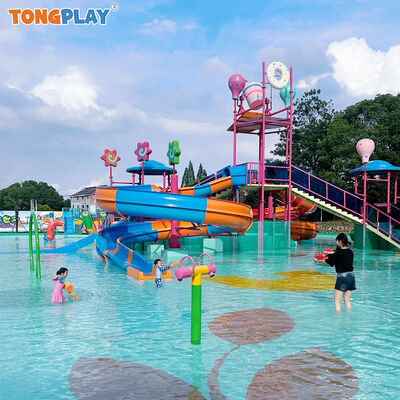 สไลด์น้ำไฟเบอร์กลาสในร่ม/กลางแจ้งสำหรับบ้านเด็กสระว่ายน้ำเหล็กของเล่นน้ำสำหรับเกมน้ำที่อยู่อาศัย