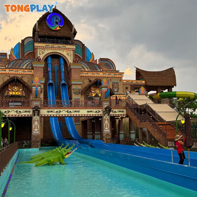 High Capacity Fiberglass Steel Metal Speed Water Slide for >10 Passengers Eco-friendly Water Park Equipment