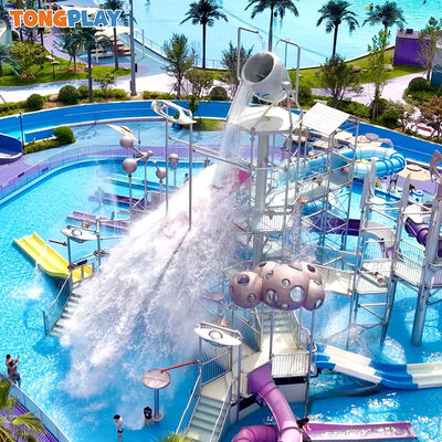 Eco-friendly Fiberglass Steel Metal Water Slide for Aqua Parks with Customized Sizes