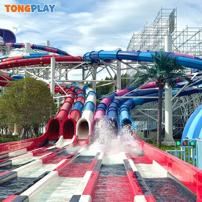 High Speed 6-lane Fiberglass & Steel Water Slide for Outdoor Aqua Parks