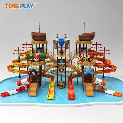 Water park fun entertainment equipment that makes people happy double raft slide
