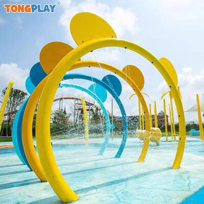 Commercial Aqua Loop Amusement Aqua Park Spray Tunnel Inground Splash Park Features Interactive Kids Water Play Equipment