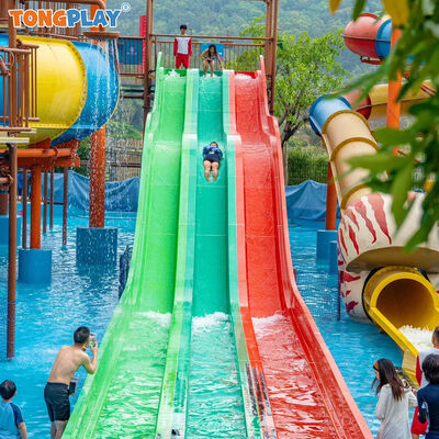 Adult Outdoor Water Slides From China Factory Multiple Aquatic Straight Slides for Water Parks-Fiberglass Plastic Design