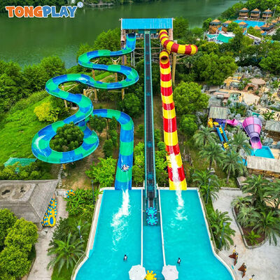 Customized Color Eco-friendly Fiberglass Water Slide and Water Park Slide with Customized Sizes for Commercial Resorts